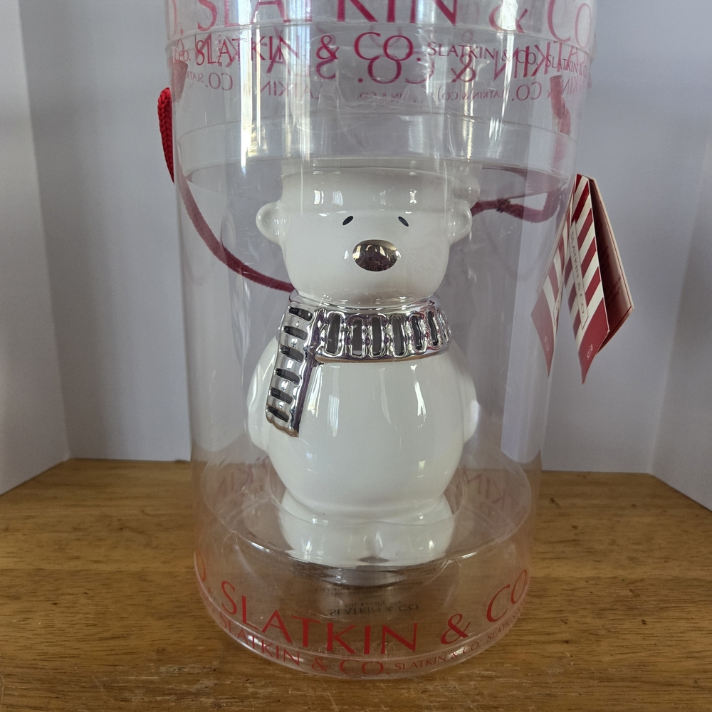 White and Silver Holiday Bear Decor
